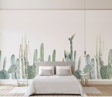 Papel de parede moderno 8d pintado à mão 3d, mural, cacto, adesivo, papel de parede para sala de estar, quarto, fundo, decoração murais 2024 - compre barato