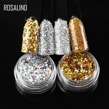Аксессуары для ногтей ROSALIND: гель голографический лак, хромированный пигмент, светящаяся пудра с пайетками, блестящий маникюрный набор с блестками 2024 - купить недорого