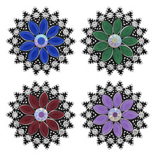 New Beauty Rhinestone Flowers Colorful 20mm snap buttons for snap bracelet snap jewelry wholesale KZ3354 2024 - buy cheap