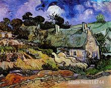 Arte famosa para quartos, casas com telhados de palha, pinturas cordevll vincent van gogh pintadas à mão de alta qualidade 2024 - compre barato