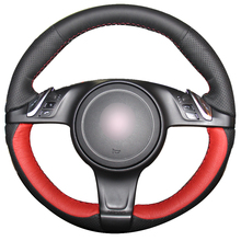 Black Natural Leather Red Natural Leather Car Steering Wheel Cover for Porsche Cayenne Panamera 2010 2011 2024 - buy cheap