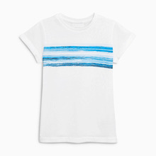 T-10 novo verão para crianças camiseta curta gola redonda branca azul de malha estampada de algodão de qualidade grande meninos casuais 4t-10 2024 - compre barato