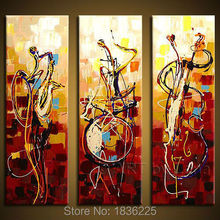 100% handpainted musical instrument modern paintings on canvas for home decor modern 3 panels for halloween christmas decor 2024 - buy cheap