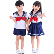 Cosplay Children's school uniform costumes Halloween Navy collar Japanese department Kids sailor suit Girls/boy dress Full set 2024 - buy cheap