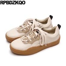 Zapatillas de deporte de diseñador Retro para mujer, zapatos planos de punta redonda para ocio, Chic, suela gruesa, China, Encaje Vintage, 2021 2024 - compra barato