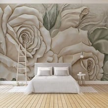 Фотобумага на заказ, 3D обои, стереоскопический тисненый цветок розы, для гостиной, спальни, домашний декор, настенная бумага 2024 - купить недорого