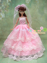 Vestido de novia con velo para muñeca Barbie, elegante vestido de noche para fiesta 2024 - compra barato