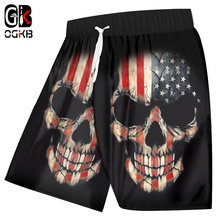 OGKB Men Swimshorts Summer Cool Print American Flag 3d Board Shorts Skull Bermuda Shorts Man Fitness Workout Knee-Length Trouser 2024 - buy cheap