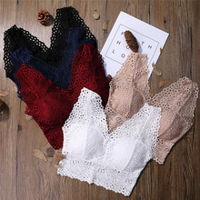 Wide Strap Lace Bralette Padded Crochet Bras for Women Stretch Sleeping Brassiere Seamless Wireless Bra Top Underwear Women 2024 - buy cheap