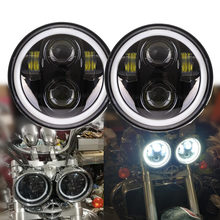 2X5.75 polegada de Ferro 883 Dyna Farol 5 3/4 "LED Faróis DRL para Triumph Rocket iii 3 Velocidade tripl & Street Triple 5.75 "Lâmpada 2024 - compre barato