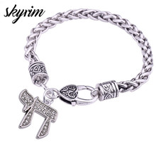 Skyrim Luxury Clean Crystals Wheat Charms Bracelets Religiosa Judaica Jewish Cai Charm Bracelet with Heart Lobster Claw Clasp 2024 - buy cheap