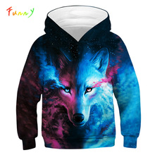 Kids Hoodies for Girls Boys Sweatshirt Casual Wolf Unicorn Print 3D Hoodie Clothes Thin Spring Autumn Funny Hooded Coat 4-14Year 2024 - buy cheap