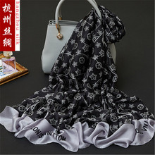 180x90cm Bird Flower Printed Silk Chiffon Fabric Nature Silk Fabric Material Sew Women Dress Scarf HG28 2024 - buy cheap