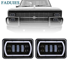 FADUIES 4x6 дюймов, квадратные светодиодные фары, отражатель, запечатанный луч, замена дальнего/ближнего света + ДХО для грузовиков Chevy 4X4, внедорожников 2024 - купить недорого