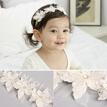 1PCS Children Baby Girl Lace Rhinestone Flowers Headband Elastic Hair Bands Accessories For Kids Princess Wedding Party Headwear 2024 - buy cheap