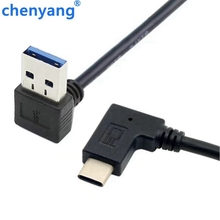 Двусторонний USB 3,1 USB-C угловой до 90 градусов вверх и вниз, левый и правый угловой Мужской кабель для передачи данных для Macbook, планшета и мобильного телефона 2024 - купить недорого