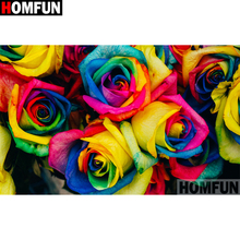 HOMFUN-pintura de diamante redondo/cuadrado completa, cuadro artesanal 5D, flor de color, bordado, punto de cruz, decoración del hogar, regalo A15574 2024 - compra barato