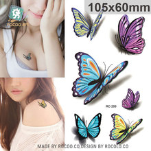 5 pcs Waterproof Henna Tatoo Selfie Fake Tattoo Sticker Colorful Butterfly 3D Temporary Tattoo Body Art Flash Tattoo Stickers 2024 - buy cheap