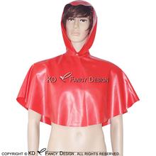 Little Red Riding Hood Sexy Latex Cape With Button At Front And Hoodie Rubber Cloak Robe Top YF-0009 2024 - buy cheap