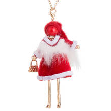 Cute Bowknot Dress Doll Necklace Women Christmas Cloth Santa Claus Pendants Necklaces Christmas Jewelry Accessories Long Chain 2024 - buy cheap