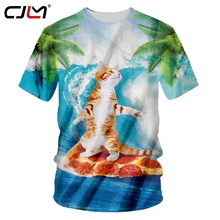 Camiseta CJLM para Hombre, nueva Camiseta corta pop gato lindo 3D, camiseta estampada con Gato lindo hip hop 7XL, camiseta de verano para Hombre 2024 - compra barato
