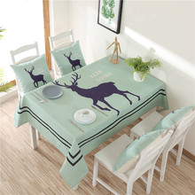 Nordic Style Christmas Deer Printed Table Cloth Thicken Cotton Linen Dining Tablecloth Rectangular Table Cover Festival Decor 2024 - buy cheap