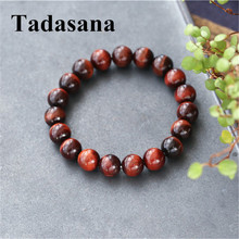 Pulseira masculina com contas de pedra natural 6-12mm, joias para homens, bracelete vermelho de olho de tigre, presente amor para mulheres, lotes em atacado 2024 - compre barato