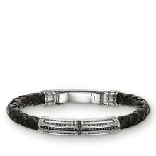 Pulseira étnica preta de couro vintage, joias para homens estilo hip hop/rock, cruz de cristal, feita à mão, pulseira de fio sbr046 2024 - compre barato