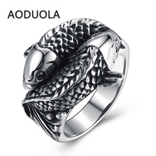 Мужское Винтажное кольцо в стиле панк, кольцо из нержавеющей стали с животным, рыбками, ретро-ювелирные изделия 2024 - купить недорого