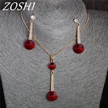 Fashion Cubic Zirconia Austria Crystal Jewelry Sets For Women Gold Color Necklace Earrings Wedding Bridal Rhinestone Jewelry 2024 - buy cheap