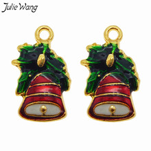 Julie Wang 10PCS Enamel Christmas Pendant Santa Claus Xmas Tree Alloy Charms For Neckalce Pendant Jewelry Making Accessories 2024 - buy cheap