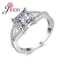 Cross Design Fashion Austrian Crystal Wedding 925 Sterling Silver Rings Fashion Bands Jewelry Cubic Zircon Proposal Ring 2024 - buy cheap
