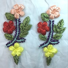 LASUI-cintas hechas a mano con flores bordadas, aplicación de encaje para coser flores 3D hermosas, 23x20cm, 1 par = 2 piezas = 1 lote, P003 2024 - compra barato