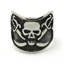 316L Stainless Steel Gothic Style Double Sword Skull Ring Top Quality Polishing Ring 2024 - buy cheap
