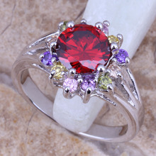 Attractive Multicolor Red Garnet Silver Plated  Ring Size 6 / 7 / 8 / 9 R0138 2024 - buy cheap