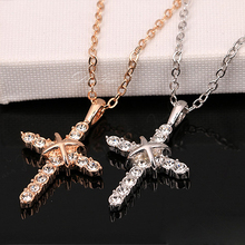 New Fashion R.A Rose Gold/Silver Plated Rhinestone Cheap Women Cross Pendant  Necklace FN006, 2024 - buy cheap