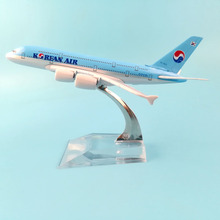AIRLINES 16 см корейский AIR A380 модель самолета из металлического сплава модель самолета игрушки коллекция самолетов подарок детские игрушки 2024 - купить недорого