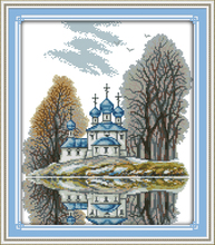 Набор для вышивки крестиком с изображением синего замка 14ct 11ct 2024 - купить недорого