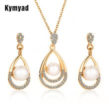 Kymyad Imitation Pearl Jewelry Sets For Women Vintage Water Drop Pendant Necklace Set Crystal Costume Bridal Jewelry Set Gift 2024 - buy cheap