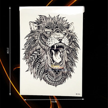 Tatuagem com braço de animal, adesivo temporário à prova d'água com design de cabeça de leão, king e indiano, arte corporal para homens e mulheres 2024 - compre barato