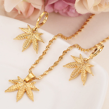 african gold pendant Necklace Earring Set Women Party Gift Cannabiss Weed Marijuana Leaf charms women girls  Fine Jewelry gift 2024 - buy cheap