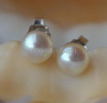 Pendientes de perlas de Color marfil, pendientes de perlas de agua dulce de 6-6,5mm, Color marfil, regalo de Navidad 2024 - compra barato