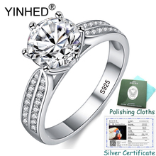 Sent Silver Certificate! YINHED Luxury Silver Engagement Rings for Women 925 Sterling Silver 2ct SONA CZ Wedding Jewelry ZR595 2024 - compre barato