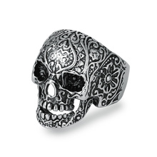 Top Fashion Stainless Steel Skull Rings For Men Gothic Punk Biker Finger Ring Male Skeleton Jewelry 2019 Party Gift 2024 - купить недорого