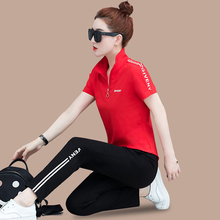 Trending Products NEW Summer sports suit women Stylish clothes 2 piece set Cotton elegant Womens summer T-shirt + trousers K4601 2024 - buy cheap