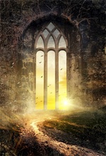 Laeacco Old Arch Window Sunset Scenic Birds Remains Photography Backgrounds Customized Photographic Backdrops For Photo Studio 2024 - buy cheap