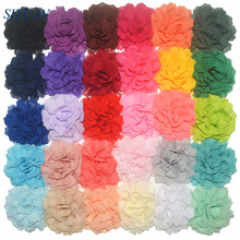 200pcs/lot 10.0cm Puffy Chiffon Flower WITH Hair Clip Kids Hairpin/Headband Accessories 30 Colors for Choose TH245 2024 - buy cheap