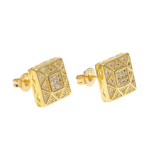 Stud Earrings Fashion Hip Hop Jewelry For Men Women New Arrival Square Micro Paved Zircon Mens Earring 2024 - buy cheap