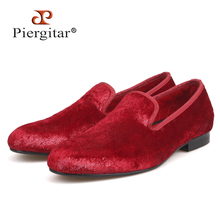 Piergitar 2019 Fashion five colors Men velvet shoes Handmade men loafers for party and wedding prom plus size somking slippers 2024 - buy cheap