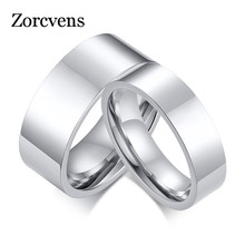 Zorcvens prata cor anéis de casamento de aço inoxidável para mulheres casal promessa banda aniversário jóias 2024 - compre barato